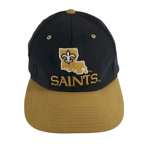 Vtg New Orleans Saints Snapback Hat Cap Onesize Black Gold NFL Eastport READ - Picture 11 of 15